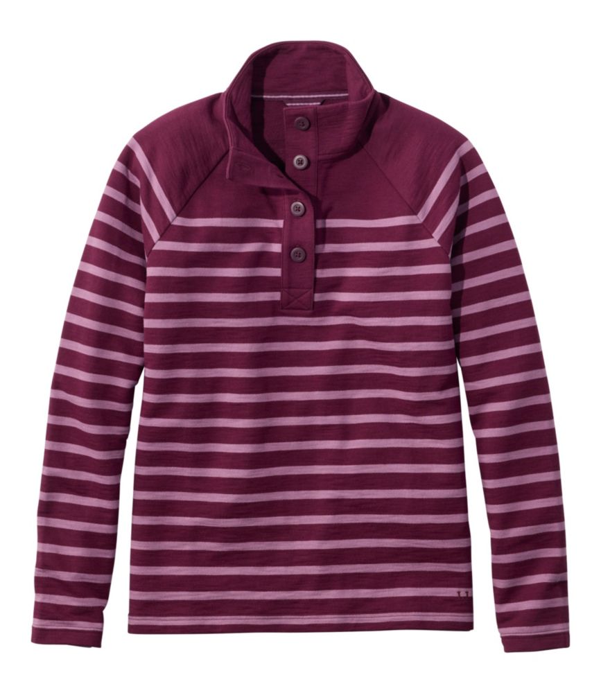 Women's Peaks Island Button Mockneck, Stripe - US 6572