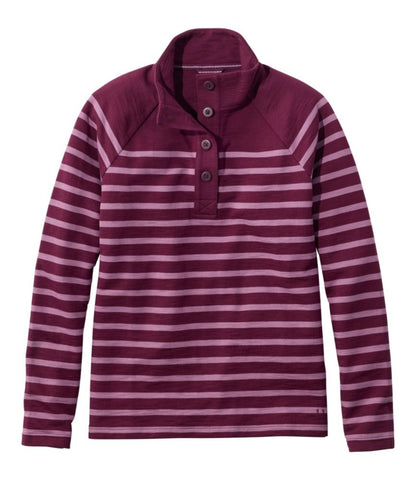 Women's Peaks Island Button Mockneck, Stripe - US 6572