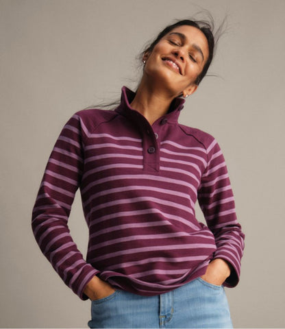 Women's Peaks Island Button Mockneck, Stripe - US 6572