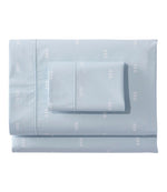 Sunwashed Percale Sheet Collection, Stamped Leaf Print - US 9891