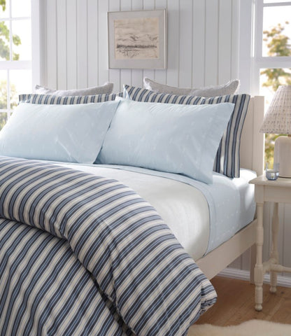 Sunwashed Percale Sheet Collection, Stamped Leaf Print - US 9891