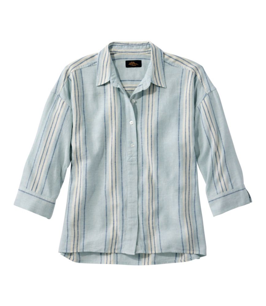 Women's Signature Linen-Blend Button-Front Shirt, Three-Quarter-Length Sleeve - US 1827