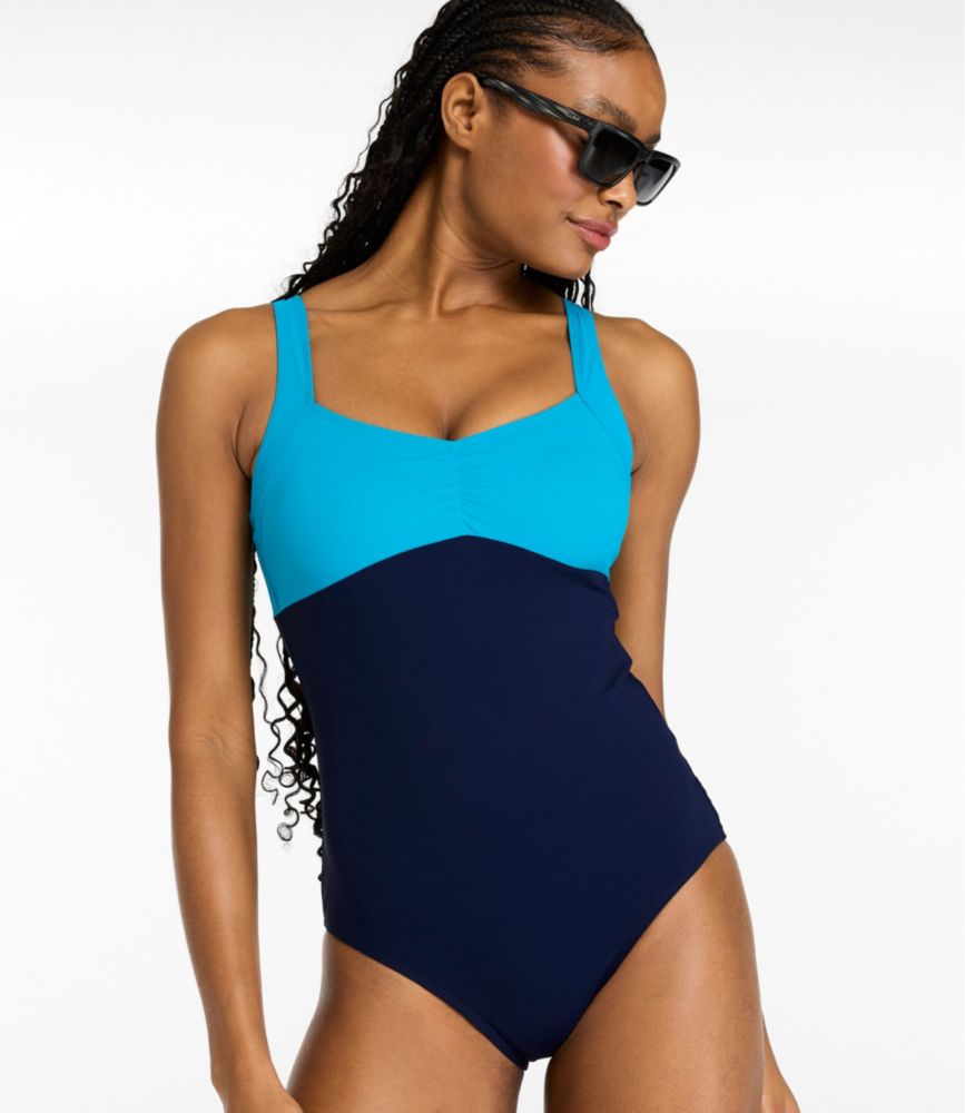 Women's Shaping Sweetheart Tanksuit, Colorblock - US 6390