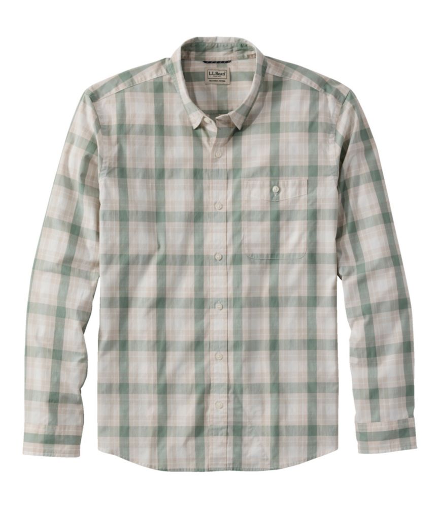Men's Comfort Stretch Performance® Chambray Shirt, Long-Sleeve, Slightly Fitted Untucked Fit, Plaid - US 5967