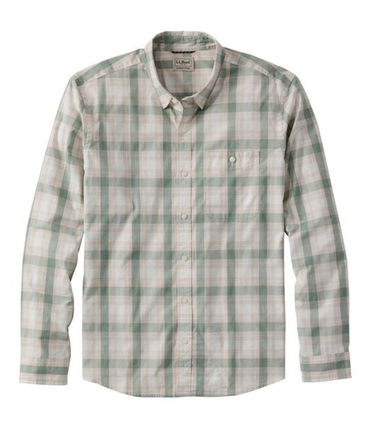 Men's Comfort Stretch Performance® Chambray Shirt, Long-Sleeve, Slightly Fitted Untucked Fit, Plaid - US 5967
