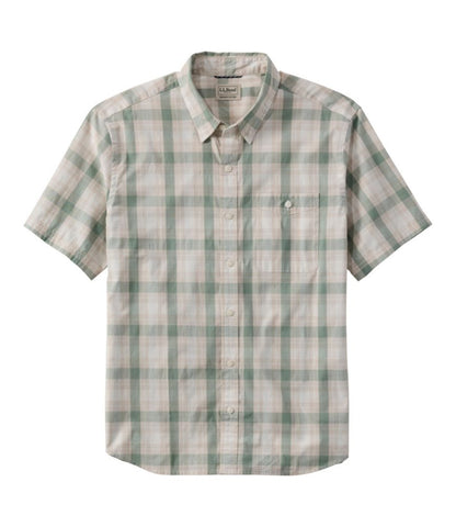 Men's Comfort Stretch Performance® Chambray Shirt, Short-Sleeve, Slightly Fitted Untucked Fit, Plaid - US 1823