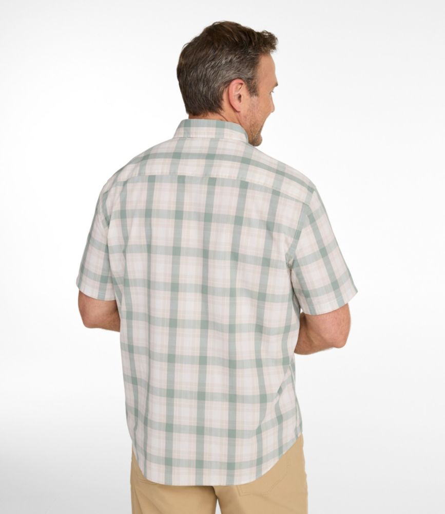 Men's Comfort Stretch Performance® Chambray Shirt, Short-Sleeve, Slightly Fitted Untucked Fit, Plaid - US 1823