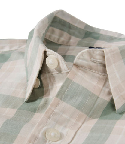 Men's Comfort Stretch Performance® Chambray Shirt, Short-Sleeve, Slightly Fitted Untucked Fit, Plaid - US 1823