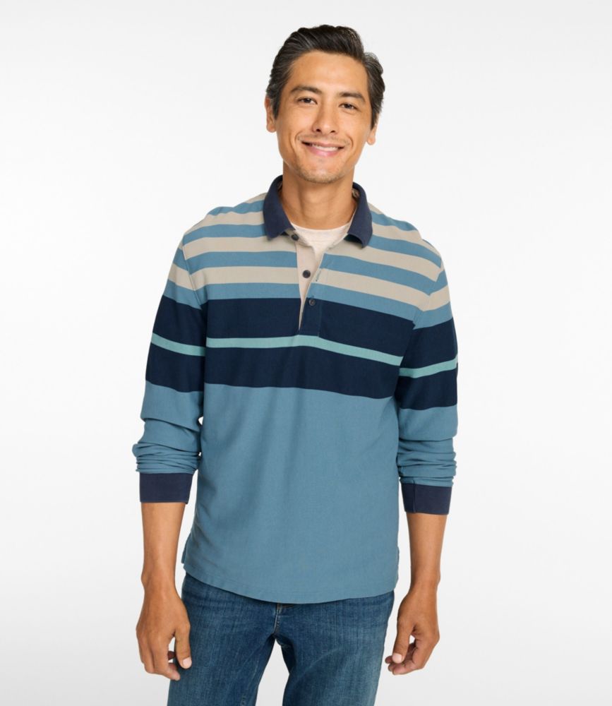 Men's Casco Bay Rugged Polo, Long-Sleeve, Stripe - US 9727