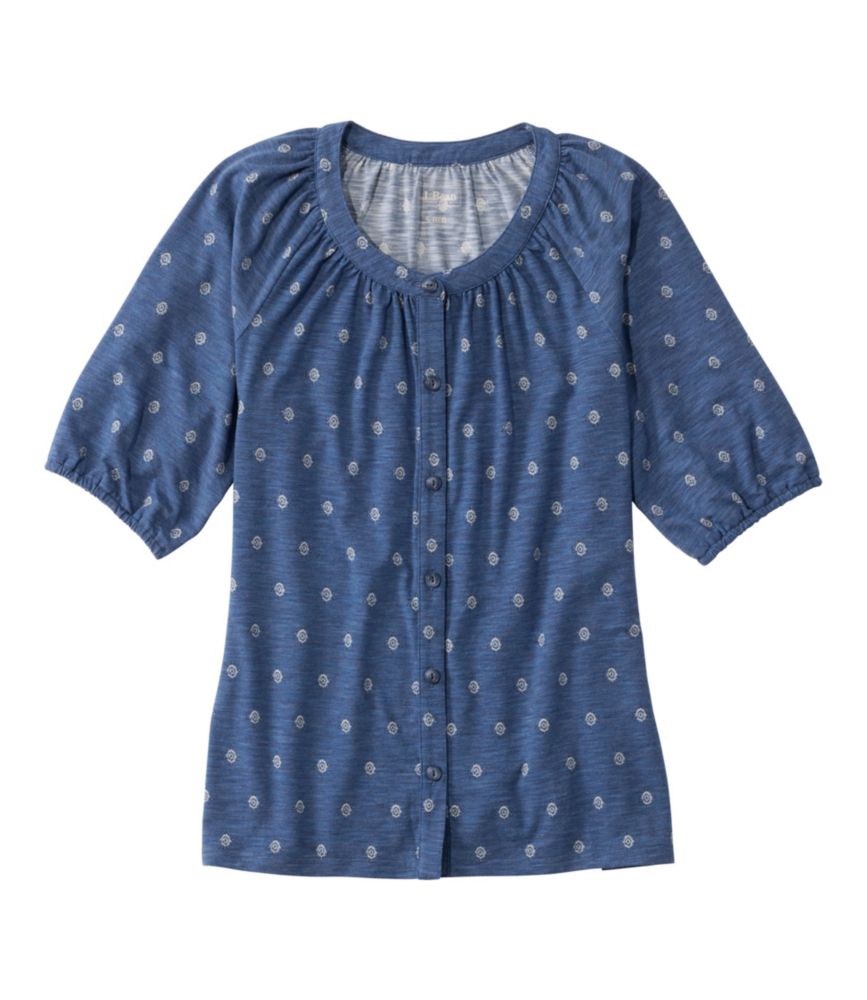 Women's Camden Hills Tee, Elbow-Sleeve Button-Front Shirt Print - US 5909