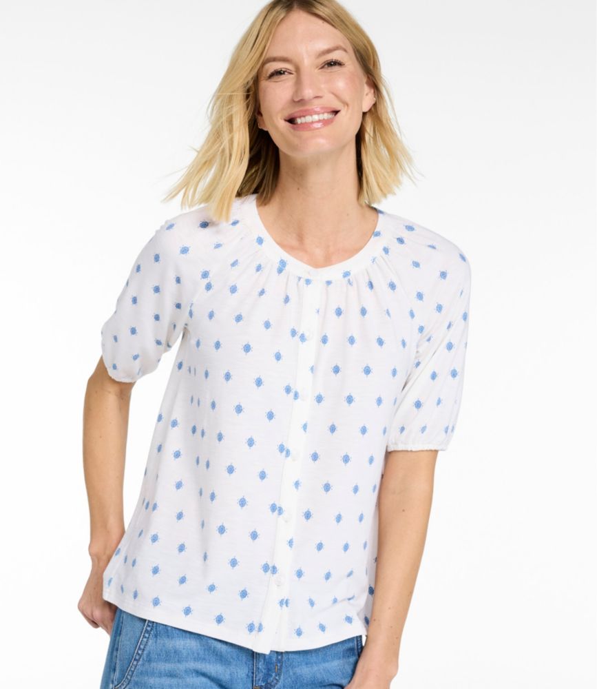 Women's Camden Hills Tee, Elbow-Sleeve Button-Front Shirt Print - US 7654