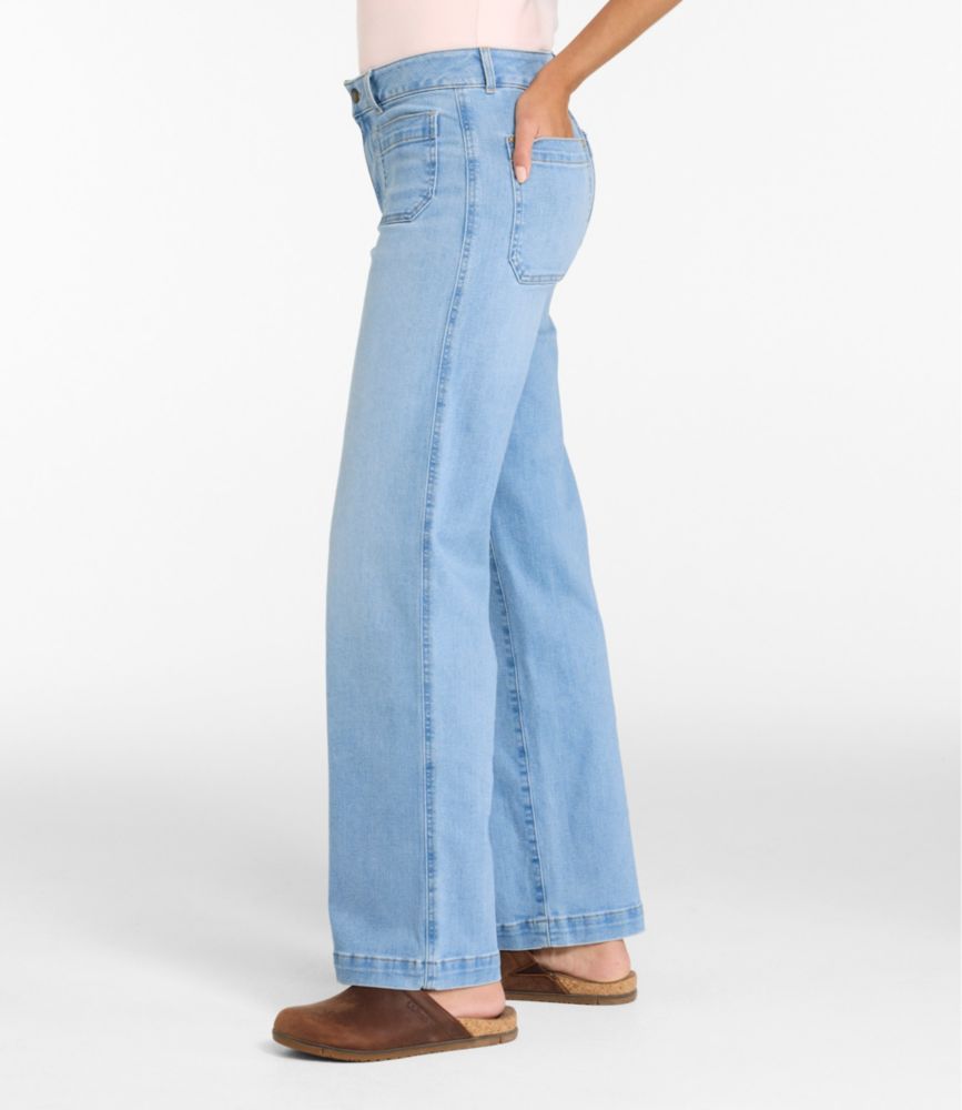 Women's L.L.Bean Go-Anywhere Jeans, Mid-Rise Patch Pocket Wide Straight-Leg - US 2375