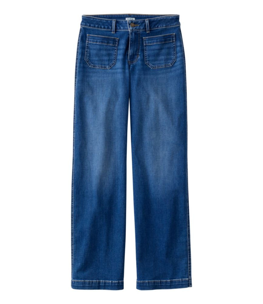 Women's L.L.Bean Go-Anywhere Jeans, Mid-Rise Patch Pocket Wide Straight-Leg - US 9108