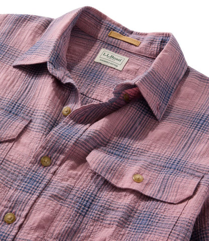 Men's Sunwashed Textured Shirt, Slightly Fitted, Plaid - US 4094
