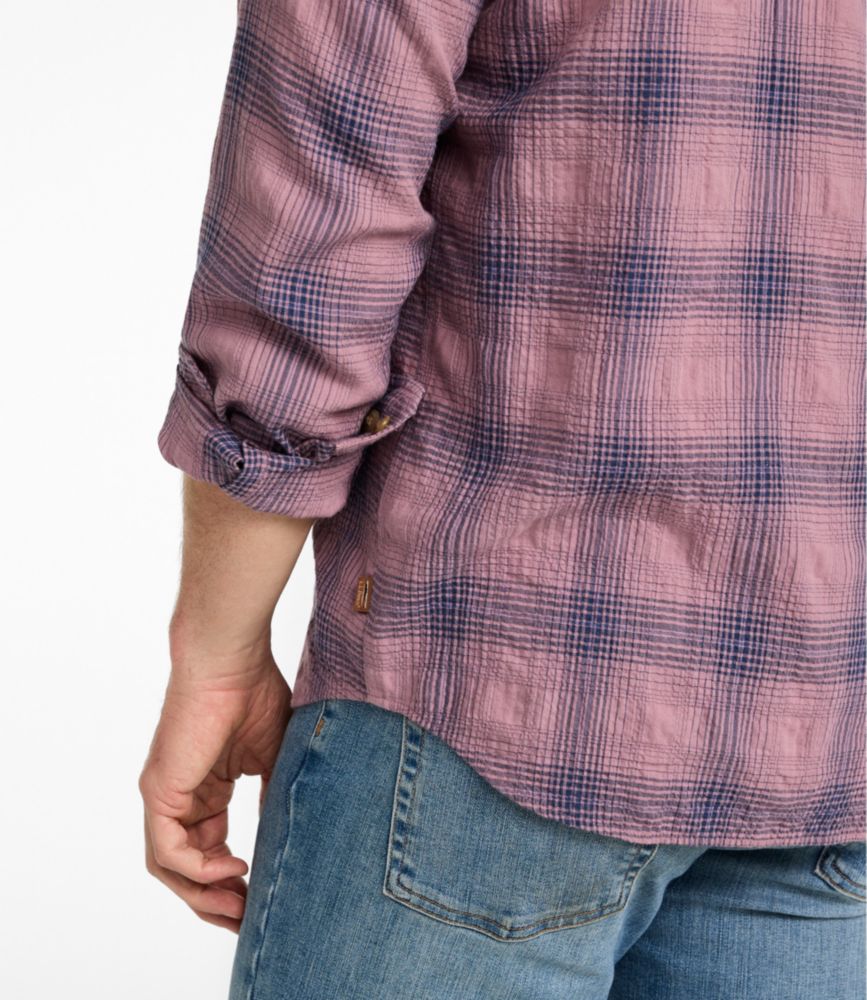 Men's Sunwashed Textured Shirt, Slightly Fitted, Plaid - US 4094
