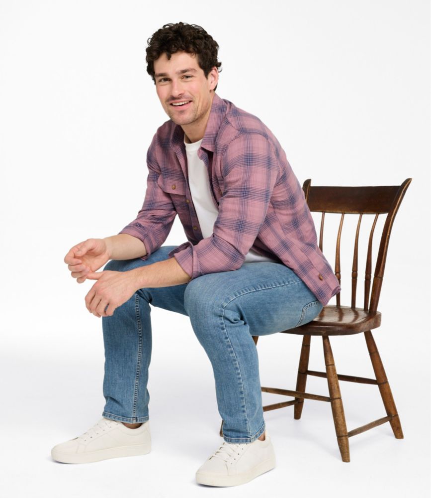Men's Sunwashed Textured Shirt, Slightly Fitted, Plaid - US 4094