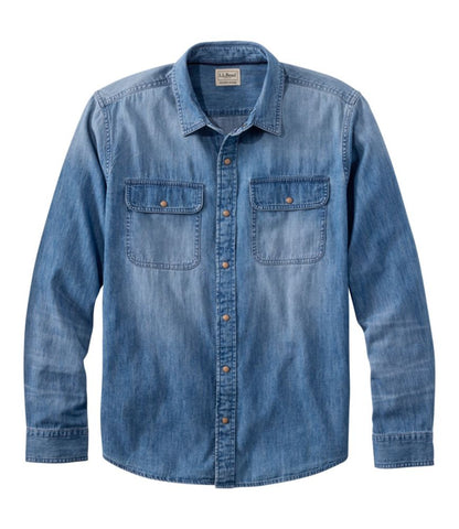 Men's Sunwashed Denim Shirt, Slightly Fitted Untucked Fit - US 7220