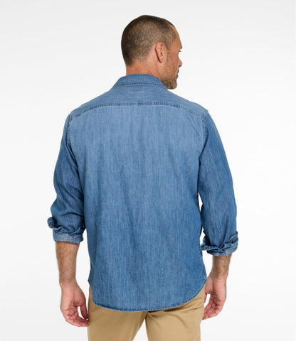 Men's Sunwashed Denim Shirt, Slightly Fitted Untucked Fit - US 7220