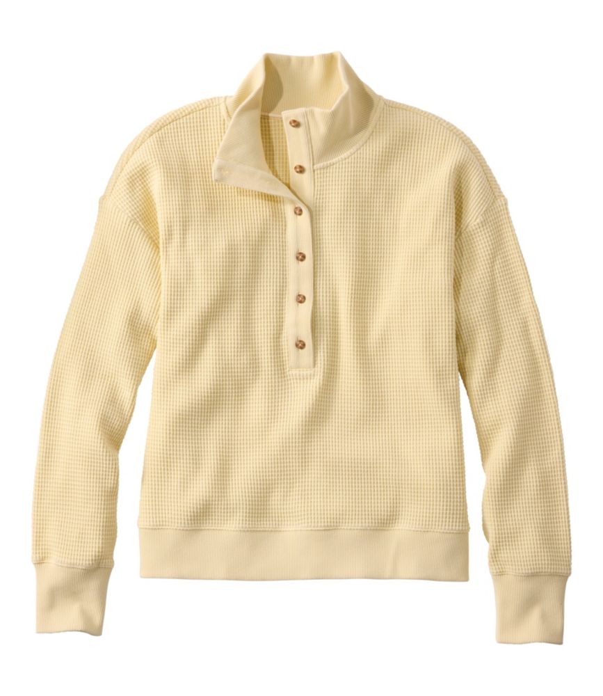 Women's Sunwashed Waffle Top, Mockneck Henley - US 2353