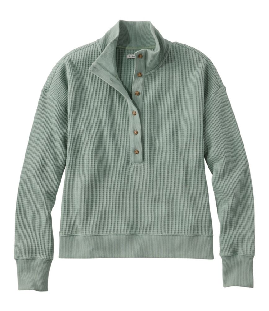 Women's Sunwashed Waffle Top, Mockneck Henley - US 0302