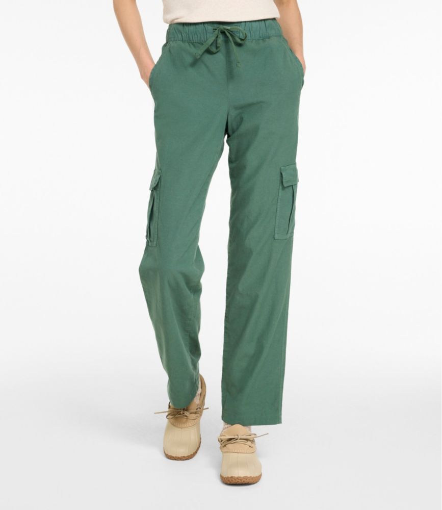 Women's Sunwashed Cotton-Blend Pull-On Pants, Mid-Rise Cargo - US 5761