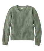 Women's Sunwashed Openwork Sweater, Crewneck - US 2357
