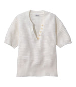 Women's Sunwashed Openwork Sweater, Short-Sleeve Henley - US 5542