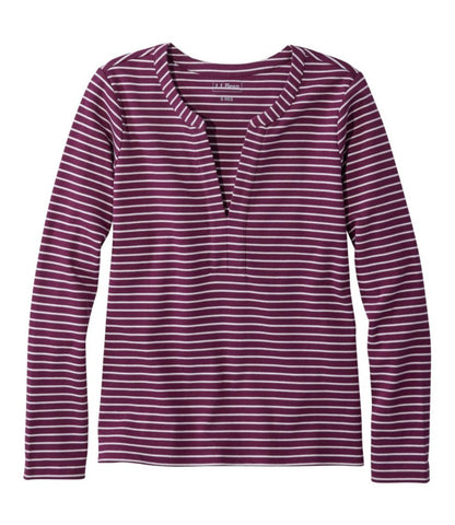 Women's L.L.Bean Tee, Long-Sleeve Splitneck Stripe - US 8074