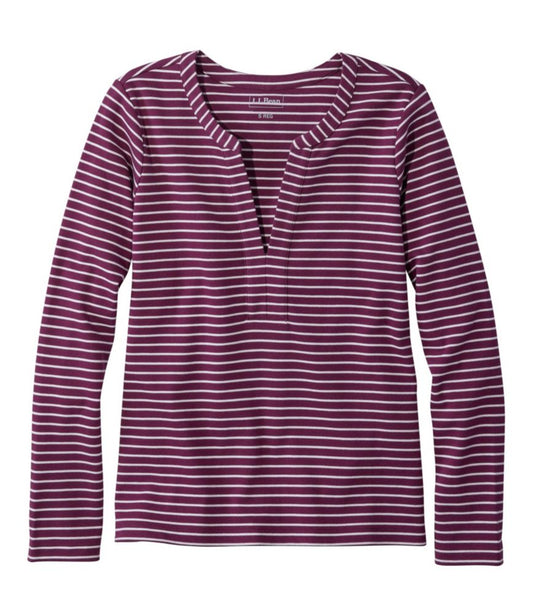 Women's L.L.Bean Tee, Long-Sleeve Splitneck Stripe - US 8074