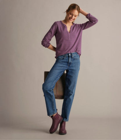 Women's L.L.Bean Tee, Long-Sleeve Splitneck Stripe - US 8074