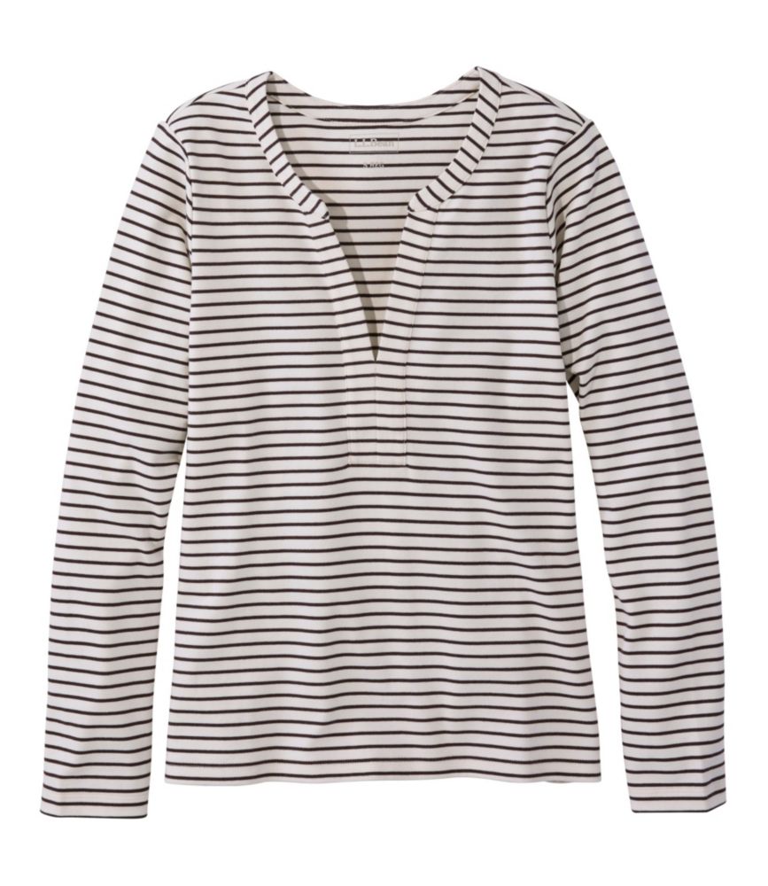 Women's L.L.Bean Tee, Long-Sleeve Splitneck Stripe - US 8671