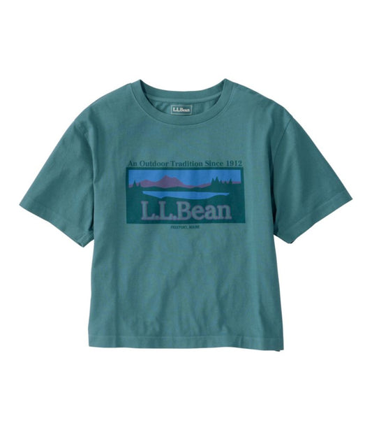 Women's Mountain Classic Tee, Short-Sleeve Cropped Boxy Crewneck Logo - US 6291