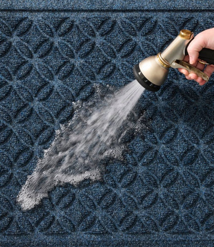 Heavyweight Recycled Waterhog Doormat, Geometric Rings - US 0801