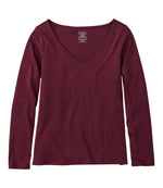 Women's Pima Cotton Tee, Long-Sleeve Open V-Neck - US 7622