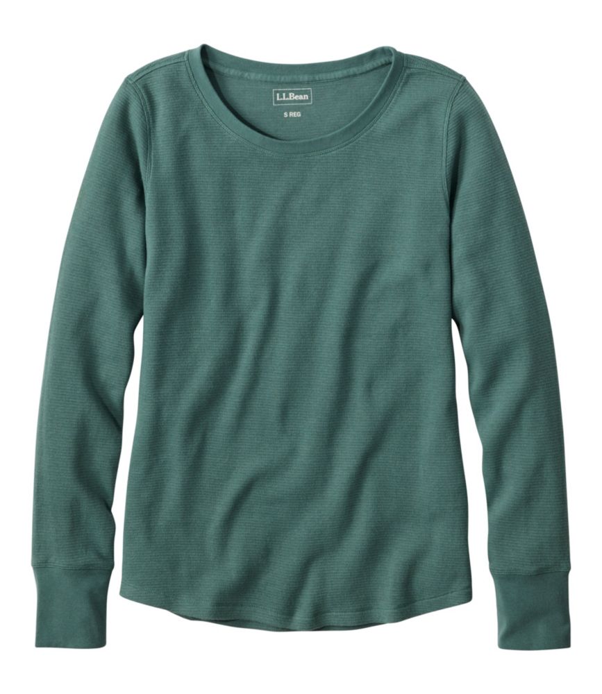 Women's Waffle-Knit Top, Long-Sleeve Jewelneck - US 2746